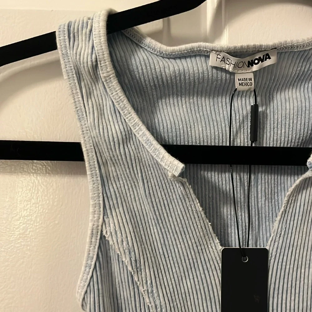 Blue Ribbed Mini Dress - Picture 3 of 3